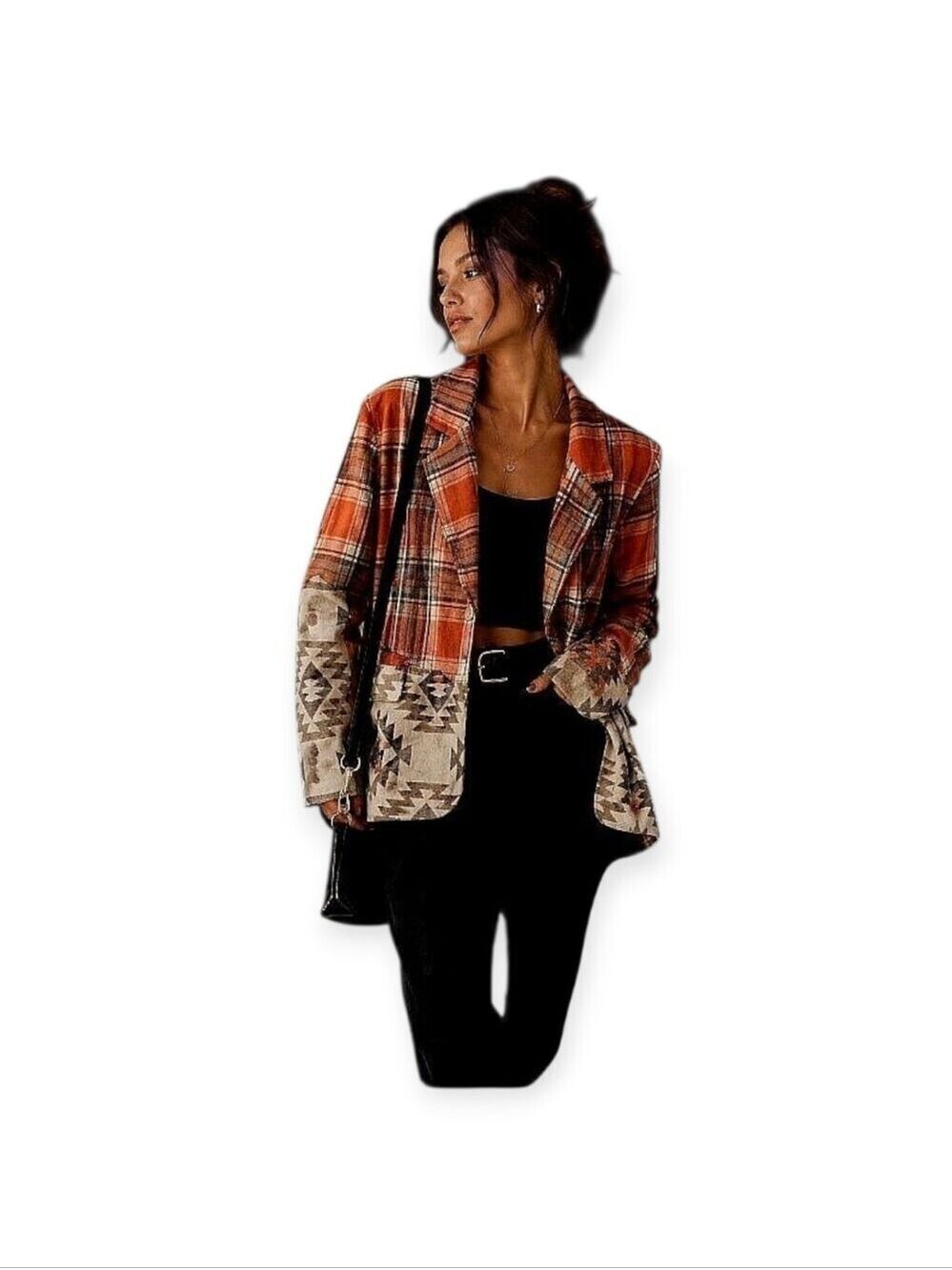 Miss Me Southwestern Aztec Plaid Blazer | Boho Western Jacket Medium